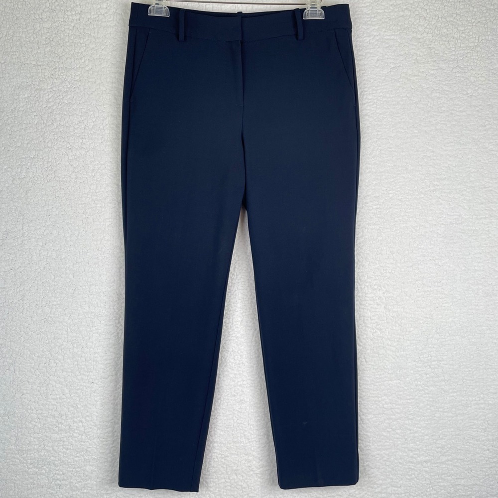 J.Crew Ruby Crop Pant Navy Blue Slim Straight Trousers 10P Petite Fair Trade - Picture 2 of 12